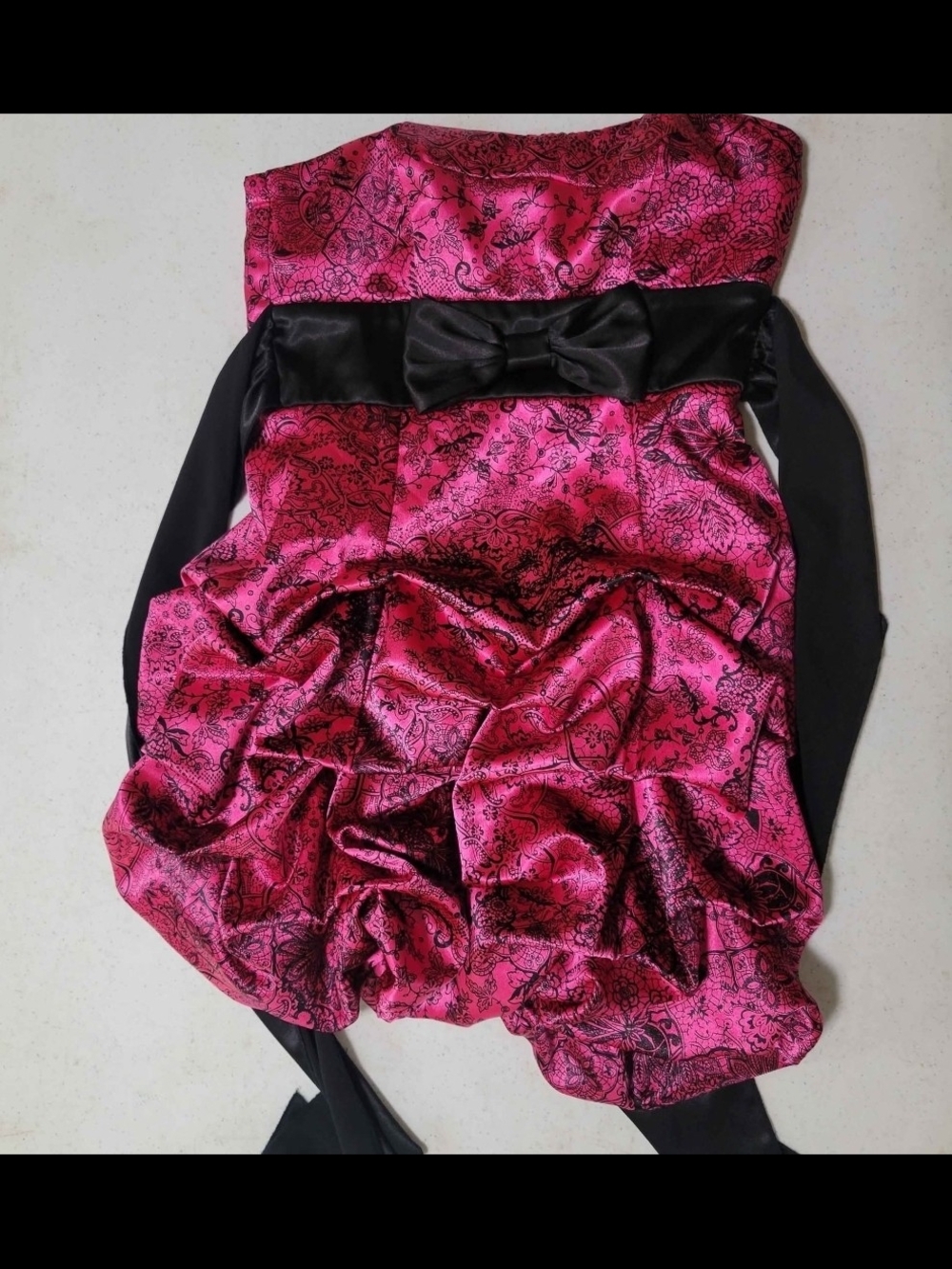 Ruby Rox Hot Pink and Black Strapless Bubble Prom Dress with Bow